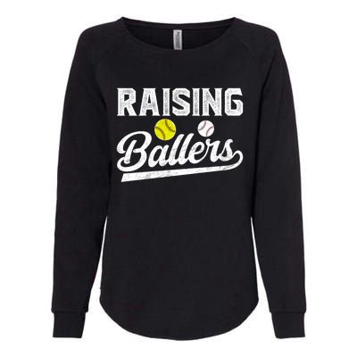 Raising Ballers Baseball Softball Dad Of Ballers Meaningful Gift Womens California Wash Sweatshirt