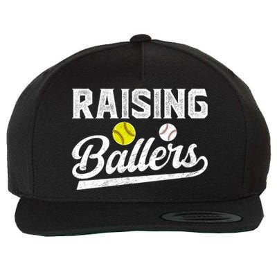 Raising Ballers Baseball Softball Dad Of Ballers Meaningful Gift Wool Snapback Cap