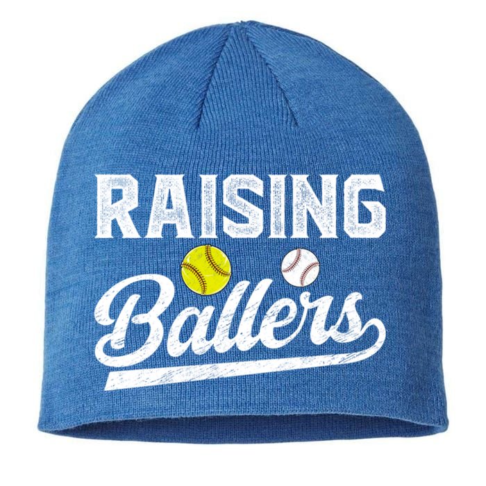 Raising Ballers Baseball Softball Dad Of Ballers Meaningful Gift Sustainable Beanie