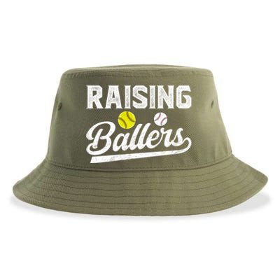 Raising Ballers Baseball Softball Dad Of Ballers Meaningful Gift Sustainable Bucket Hat