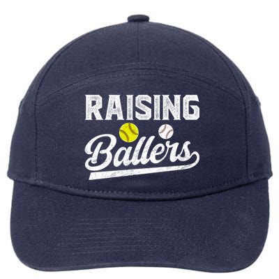 Raising Ballers Baseball Softball Dad Of Ballers Meaningful Gift 7-Panel Snapback Hat