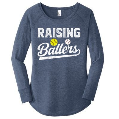 Raising Ballers Baseball Softball Dad Of Ballers Meaningful Gift Women's Perfect Tri Tunic Long Sleeve Shirt