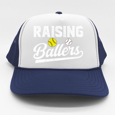 Raising Ballers Baseball Softball Dad Of Ballers Meaningful Gift Trucker Hat