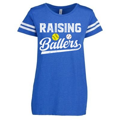 Raising Ballers Baseball Softball Dad Of Ballers Meaningful Gift Enza Ladies Jersey Football T-Shirt