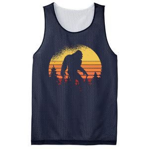 Retro Bigfoot Believer Silhouette Sasquatch Hide And Seek Mesh Reversible Basketball Jersey Tank