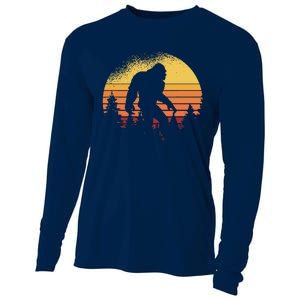 Retro Bigfoot Believer Silhouette Sasquatch Hide And Seek Cooling Performance Long Sleeve Crew