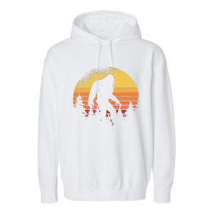 Retro Bigfoot Believer Silhouette Sasquatch Hide And Seek Garment-Dyed Fleece Hoodie