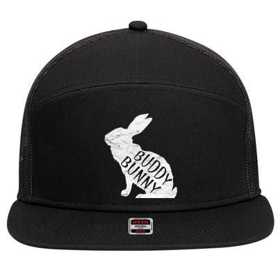 Retro Buddy Bunny Gift Dad Rabbit Matching Family Easter Gift 7 Panel Mesh Trucker Snapback Hat