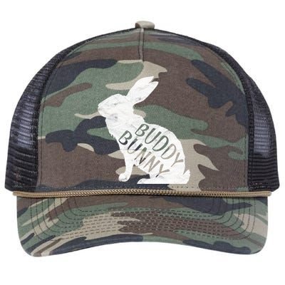 Retro Buddy Bunny Gift Dad Rabbit Matching Family Easter Gift Retro Rope Trucker Hat Cap