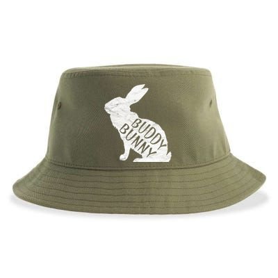 Retro Buddy Bunny Gift Dad Rabbit Matching Family Easter Gift Sustainable Bucket Hat