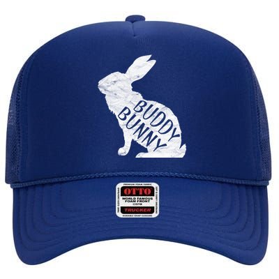 Retro Buddy Bunny Gift Dad Rabbit Matching Family Easter Gift High Crown Mesh Back Trucker Hat