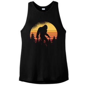 Retro Bigfoot Believer Silhouette Sasquatch Hide And Seek Ladies PosiCharge Tri-Blend Wicking Tank