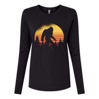 Retro Bigfoot Believer Silhouette Sasquatch Hide And Seek Womens Cotton Relaxed Long Sleeve T-Shirt