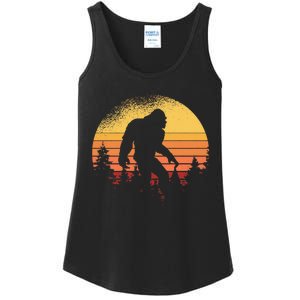 Retro Bigfoot Believer Silhouette Sasquatch Hide And Seek Ladies Essential Tank