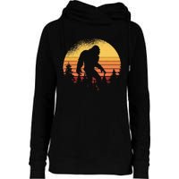 Retro Bigfoot Believer Silhouette Sasquatch Hide And Seek Womens Funnel Neck Pullover Hood