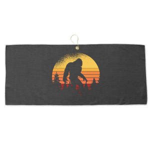 Retro Bigfoot Believer Silhouette Sasquatch Hide And Seek Large Microfiber Waffle Golf Towel