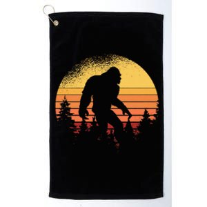 Retro Bigfoot Believer Silhouette Sasquatch Hide And Seek Platinum Collection Golf Towel