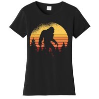 Retro Bigfoot Believer Silhouette Sasquatch Hide And Seek Women's T-Shirt