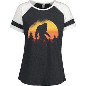 Retro Bigfoot Believer Silhouette Sasquatch Hide And Seek Enza Ladies Jersey Colorblock Tee