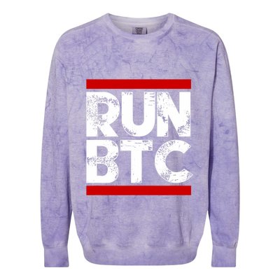 Run Btc Bitcoin Cryptocurrency Colorblast Crewneck Sweatshirt