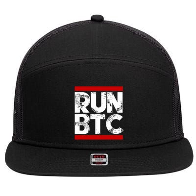 Run Btc Bitcoin Cryptocurrency 7 Panel Mesh Trucker Snapback Hat