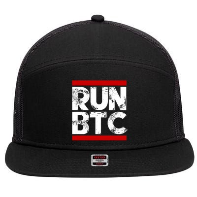 Run Btc Bitcoin Cryptocurrency 7 Panel Mesh Trucker Snapback Hat