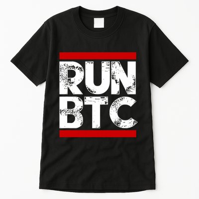Run Btc Bitcoin Cryptocurrency Tall T-Shirt