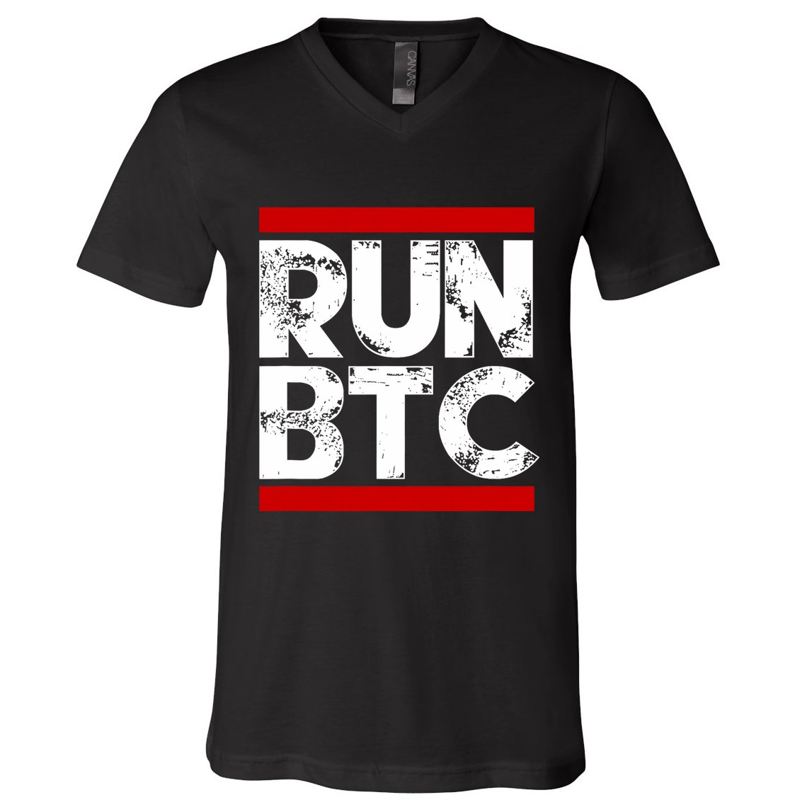Run Btc Bitcoin Cryptocurrency V-Neck T-Shirt