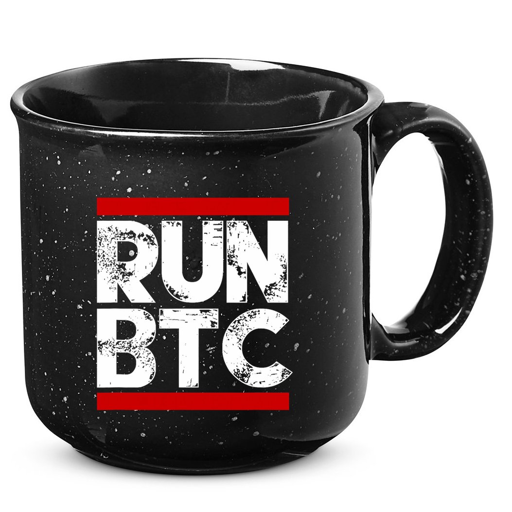 Run Btc Bitcoin Cryptocurrency 15oz Campfire Ceramic Mug