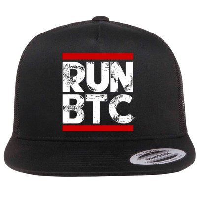 Run Btc Bitcoin Cryptocurrency Flat Bill Trucker Hat