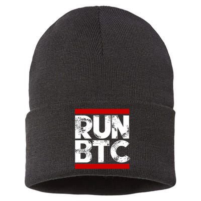 Run Btc Bitcoin Cryptocurrency Sustainable Knit Beanie