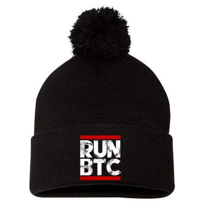Run Btc Bitcoin Cryptocurrency Pom Pom 12in Knit Beanie
