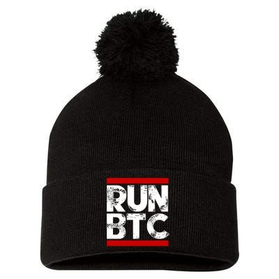 Run Btc Bitcoin Cryptocurrency Pom Pom 12in Knit Beanie