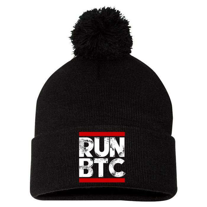 Run Btc Bitcoin Cryptocurrency Pom Pom 12in Knit Beanie