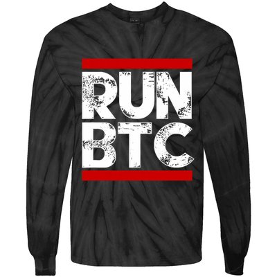 Run Btc Bitcoin Cryptocurrency Tie-Dye Long Sleeve Shirt