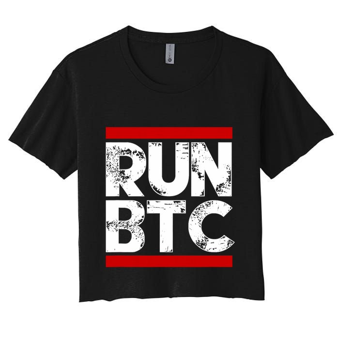 Run Btc Bitcoin Cryptocurrency Women's Crop Top Tee