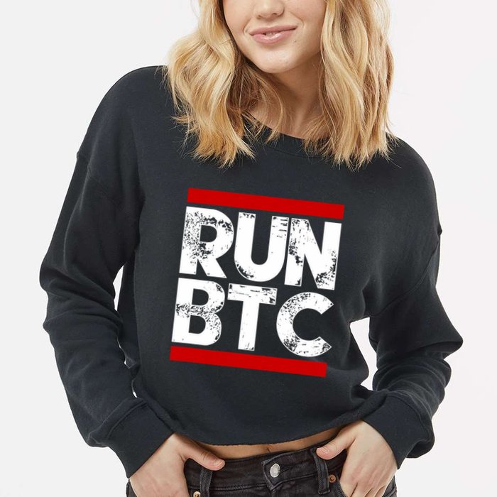 Run Btc Bitcoin Cryptocurrency Cropped Pullover Crew