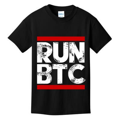Run Btc Bitcoin Cryptocurrency Kids T-Shirt