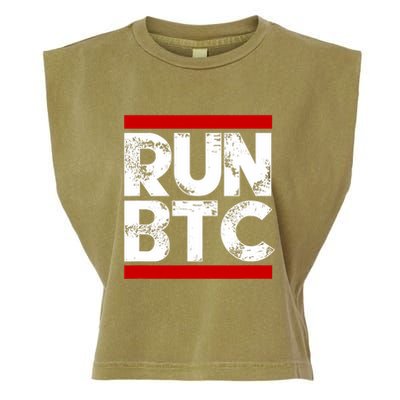 Run Btc Bitcoin Cryptocurrency Garment-Dyed Women's Muscle Tee