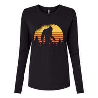 Retro Bigfoot Believer Silhouette Sasquatch Hide And Seek Womens Cotton Relaxed Long Sleeve T-Shirt