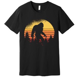 Retro Bigfoot Believer Silhouette Sasquatch Hide And Seek Premium T-Shirt