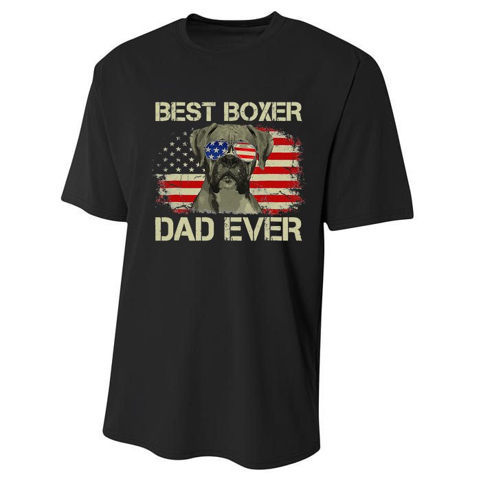 Retro Best Boxer Dad Ever US Flag Dog Lover Fathers Day Performance Sprint T-Shirt