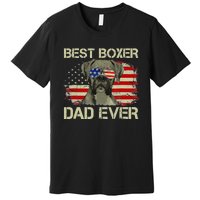 Retro Best Boxer Dad Ever US Flag Dog Lover Fathers Day Premium T-Shirt