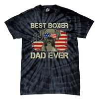 Retro Best Boxer Dad Ever US Flag Dog Lover Fathers Day Tie-Dye T-Shirt