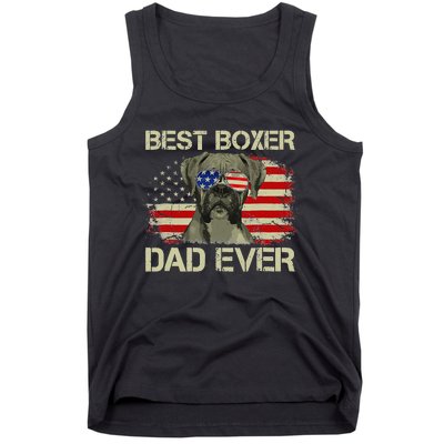 Retro Best Boxer Dad Ever US Flag Dog Lover Fathers Day Tank Top