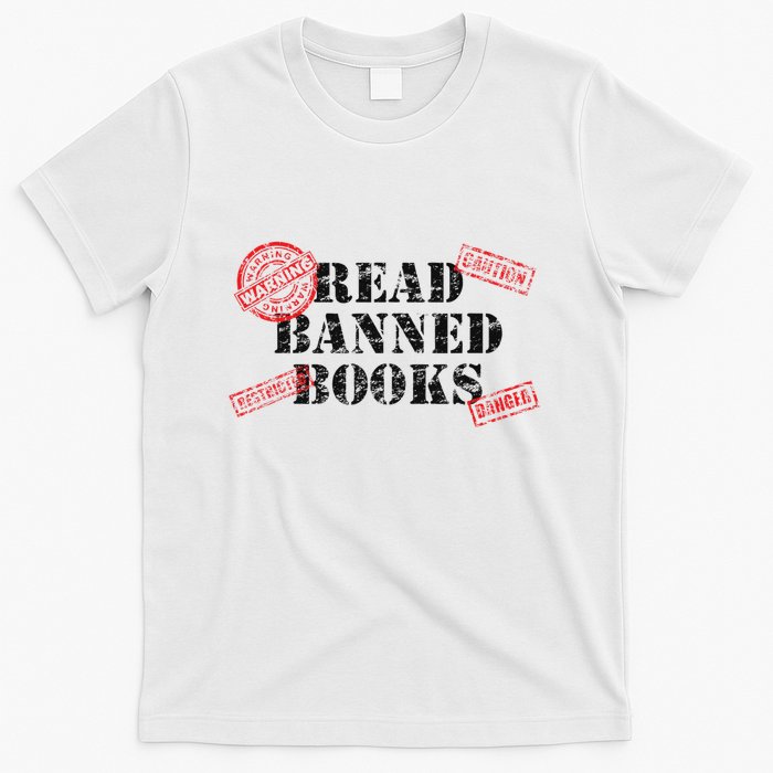 Read Banned Books Book Lovers Reading Teacher Librarian Warn T-Shirt