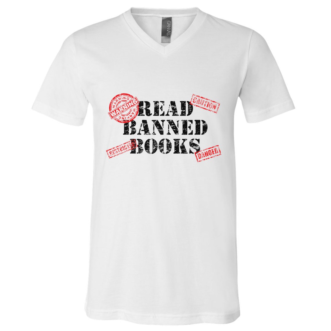 Read Banned Books Book Lovers Reading Teacher Librarian Warn V-Neck T-Shirt