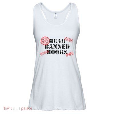 Read Banned Books Book Lovers Reading Teacher Librarian Warn Ladies Essential Flowy Tank
