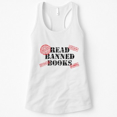 Read Banned Books Book Lovers Reading Teacher Librarian Warn Womens Tank Top