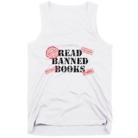 Read Banned Books Book Lovers Reading Teacher Librarian Warn Tank Top